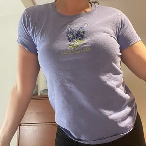 Vintage Embroidered floral periwinkle baby tee